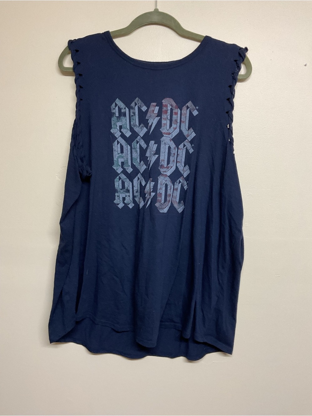 Maurices Navy Blue AC/DC Graphic Lace-Up Tank